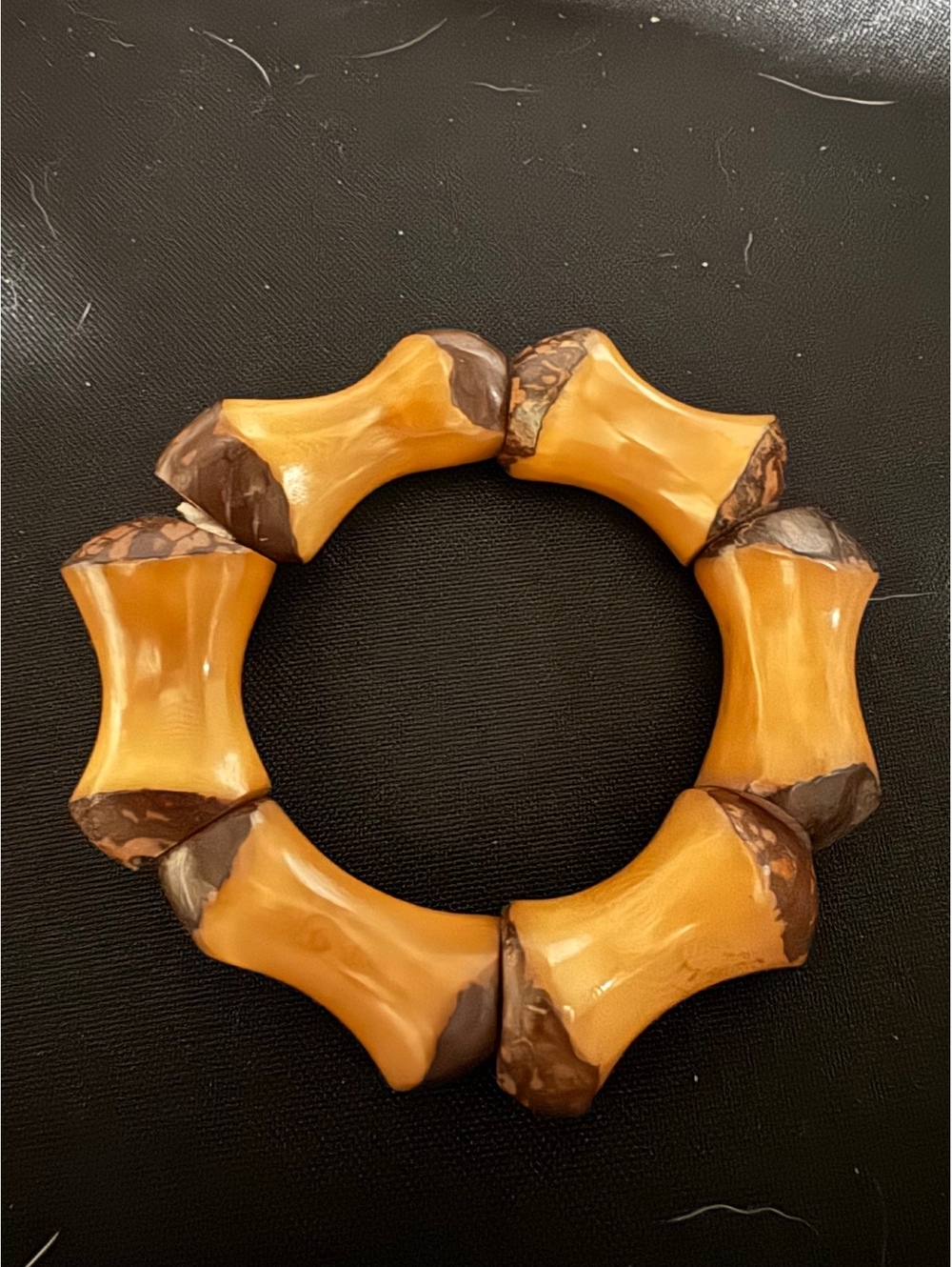 Vintage Polished y2k Bone / Horn Stretch Chunky Statement Bracelet | Boho Ethno